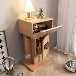 ロボット風の可愛いフォルムが目を引く、木目調×カラーブロックのキャビネット|リビングや寝室に馴染む収納力抜群の一台 hns-4123