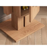 ロボット風の可愛いフォルムが目を引く、木目調×カラーブロックのキャビネット|リビングや寝室に馴染む収納力抜群の一台 hns-4123