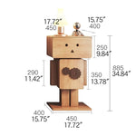 ロボット風の可愛いフォルムが目を引く、木目調×カラーブロックのキャビネット|リビングや寝室に馴染む収納力抜群の一台 hns-4123