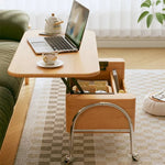 ケヤキとステンレスのモダンセンターテーブル|おしゃれな収納スペース付き hns-4128