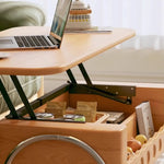 ケヤキとステンレスのモダンセンターテーブル|おしゃれな収納スペース付き hns-4128