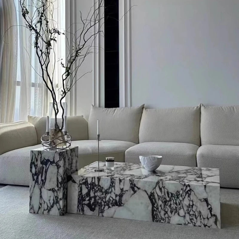 モダンデザイン 大理石センターテーブル 多層板仕上げ 公式インテリアアクセント hny-5224