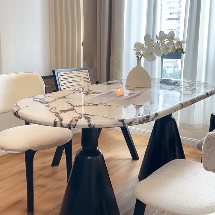 モダン大理石デザインテーブル - 多層板製でおしゃれなダイニングセット用テーブル hny-5225