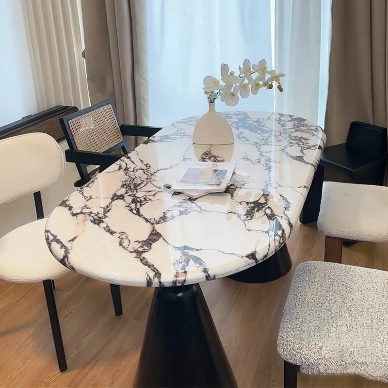 モダン大理石デザインテーブル - 多層板製でおしゃれなダイニングセット用テーブル hny-5225