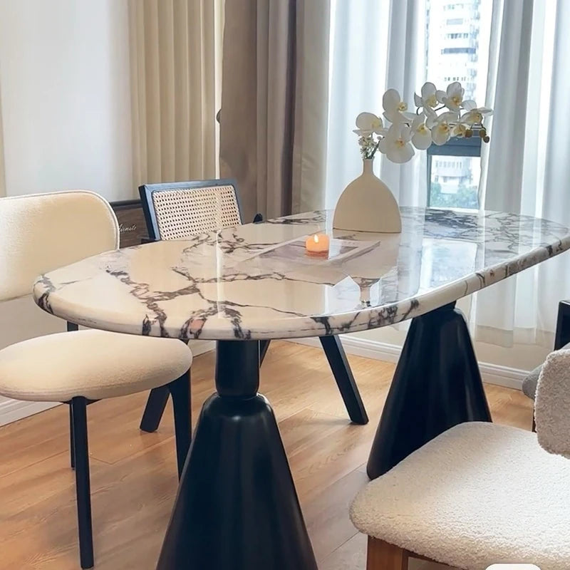 モダン大理石デザインテーブル - 多層板製でおしゃれなダイニングセット用テーブル hny-5225