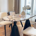 モダン大理石デザインテーブル - 多層板製でおしゃれなダイニングセット用テーブル hny-5225