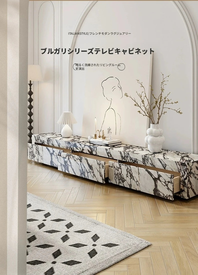 モダンセラミック無垢材テレビ台|スタイリッシュなデザインでリビングを彩るエレガントなインテリア家具 hny-5229