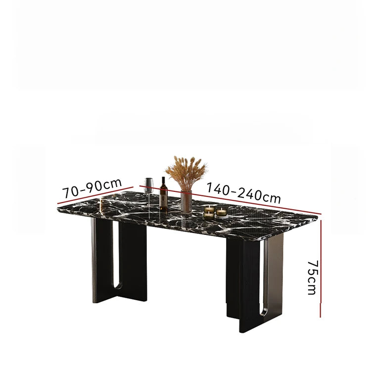 スタイリッシュ大理石テーブル|ステンレス脚&多層板デザイン|モダンインテリアに最適なダイニングテーブル hny-5230