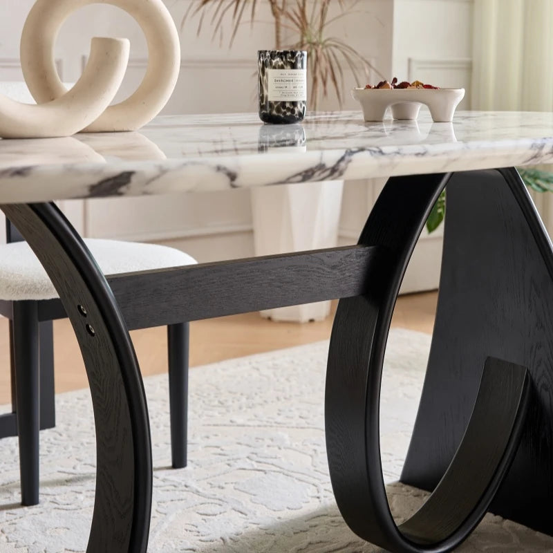 ラグジュアリー大理石テーブル - モダンデザイン多層板ダイニングテーブル hny-5235