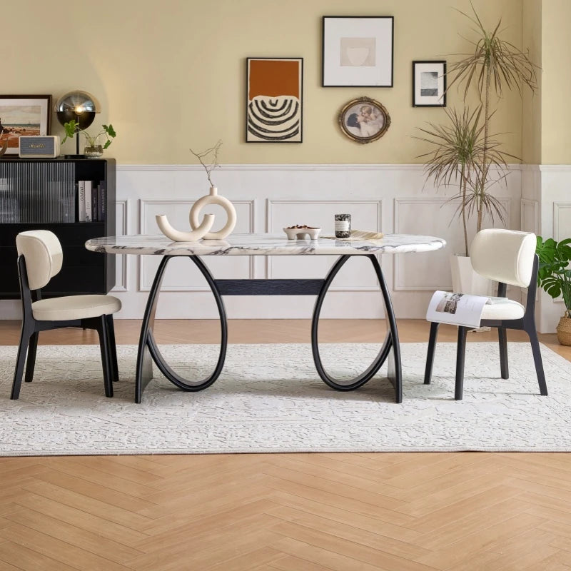 ラグジュアリー大理石テーブル - モダンデザイン多層板ダイニングテーブル hny-5235