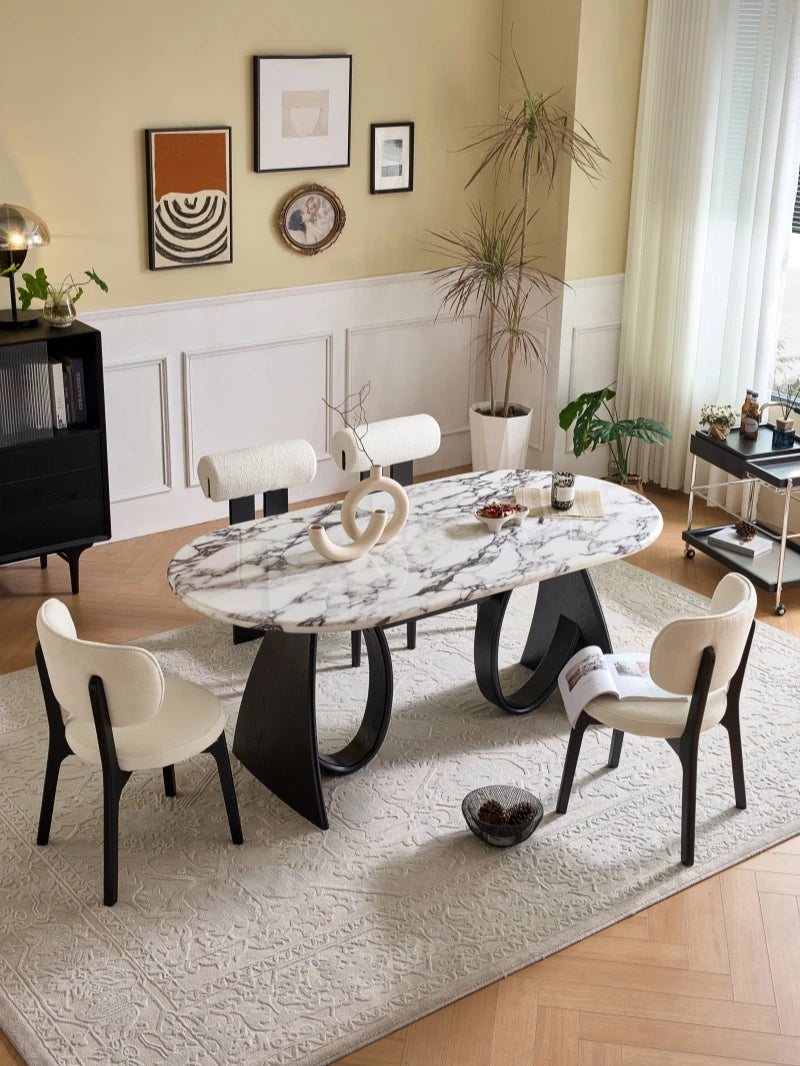 ラグジュアリー大理石テーブル - モダンデザイン多層板ダイニングテーブル hny-5235