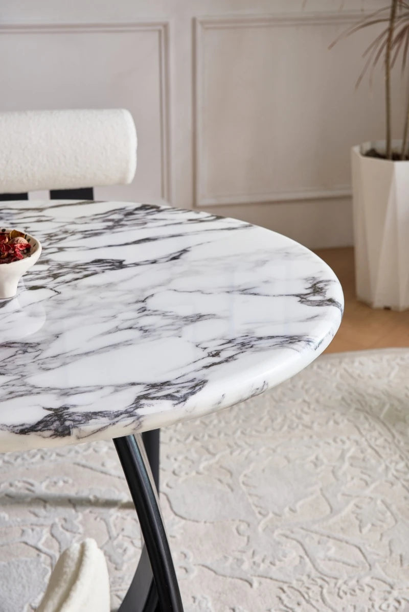 ラグジュアリー大理石テーブル - モダンデザイン多層板ダイニングテーブル hny-5235