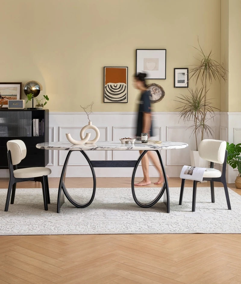 ラグジュアリー大理石テーブル - モダンデザイン多層板ダイニングテーブル hny-5235