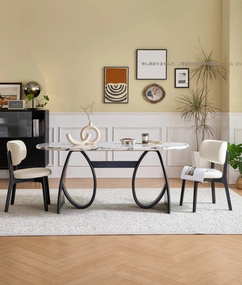 ラグジュアリー大理石テーブル - モダンデザイン多層板ダイニングテーブル hny-5235