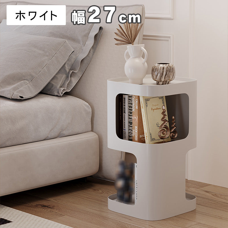 クリーム風アイアン製サイドテーブル リビング用 ソファ横 シンプルモダン 小型 ベッドサイド収納ラック 小型テーブル hoq-5375