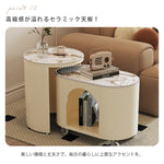 クリーム風ソファサイドテーブル 岩板製 リビング用 移動式 組み合わせ小型コーヒーテーブル モダンシンプル クリエイティブ 家庭用ワゴン hoq-5377