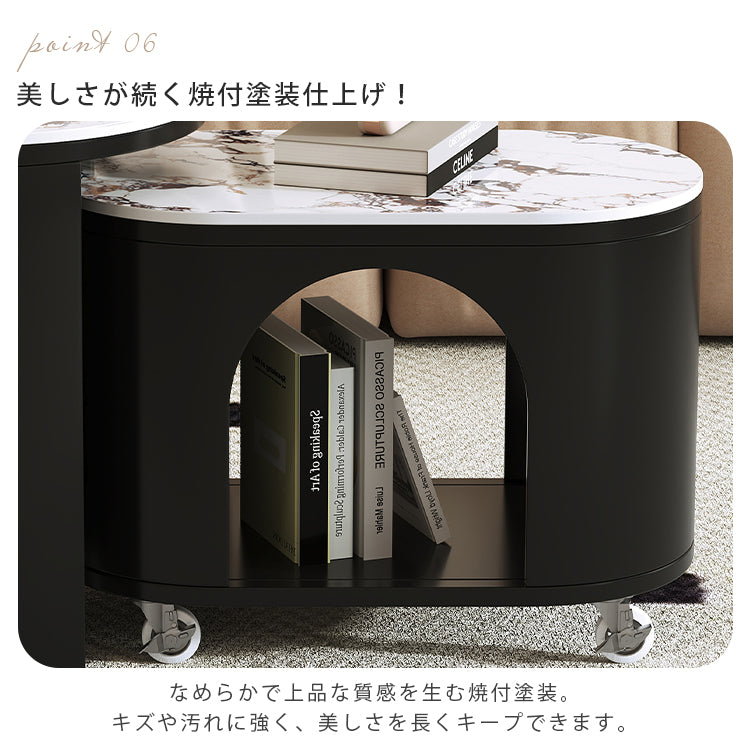 クリーム風ソファサイドテーブル 岩板製 リビング用 移動式 組み合わせ小型コーヒーテーブル モダンシンプル クリエイティブ 家庭用ワゴン hoq-5377