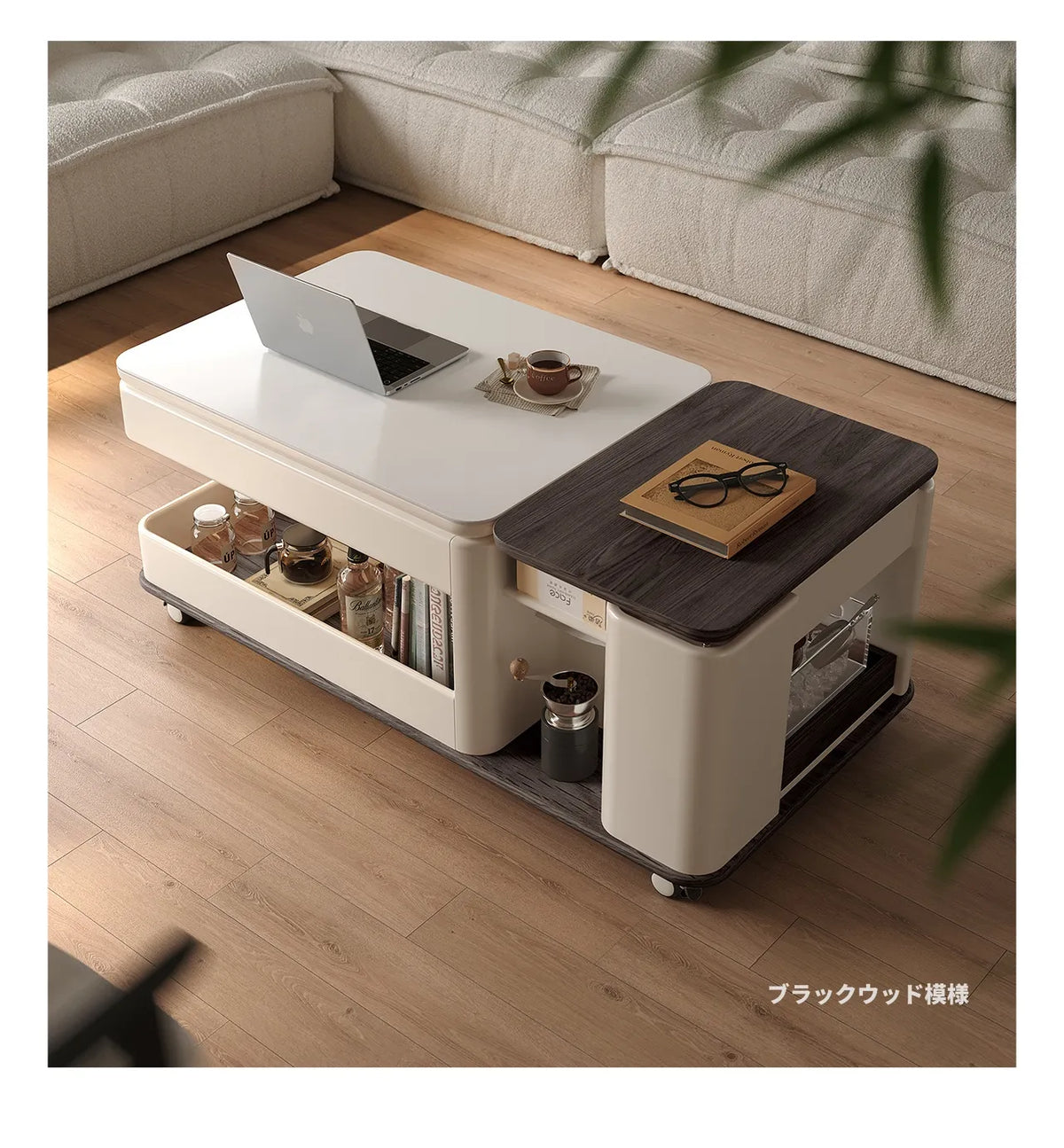 センターテーブル ブラウン ブラック セラミック 中密度繊維板 hqm-3228