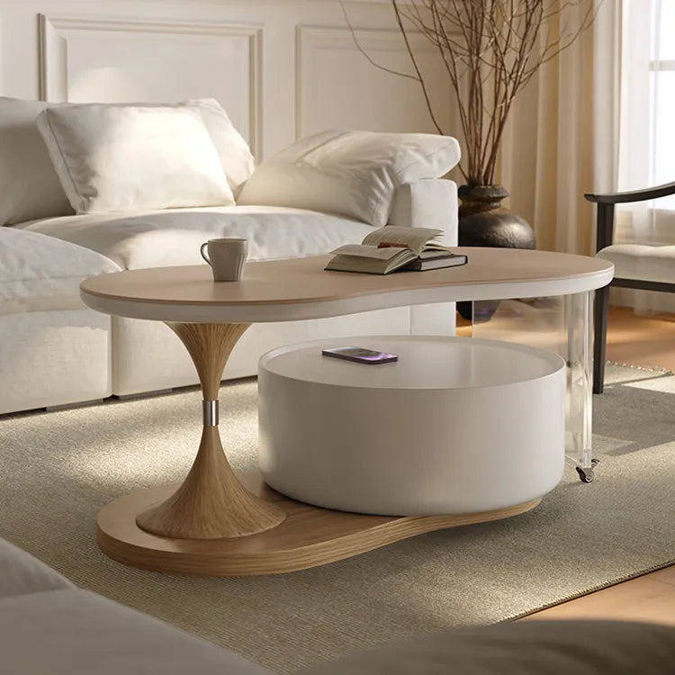 センターテーブル ダークブラウン/ベージュ アクリル アッシュ材 セラミック 中密度繊維板 hqm-3238