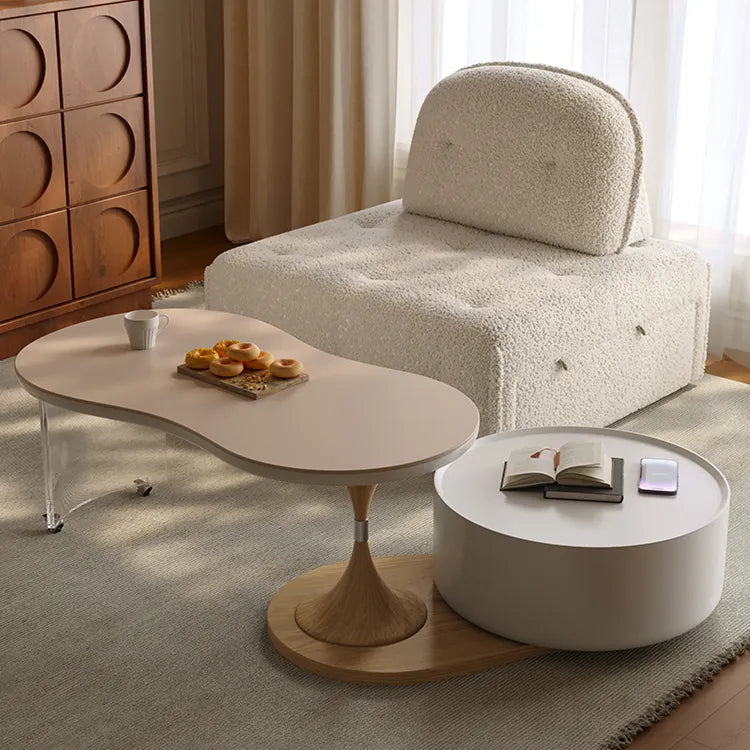 センターテーブル ダークブラウン/ベージュ アクリル アッシュ材 セラミック 中密度繊維板 hqm-3238