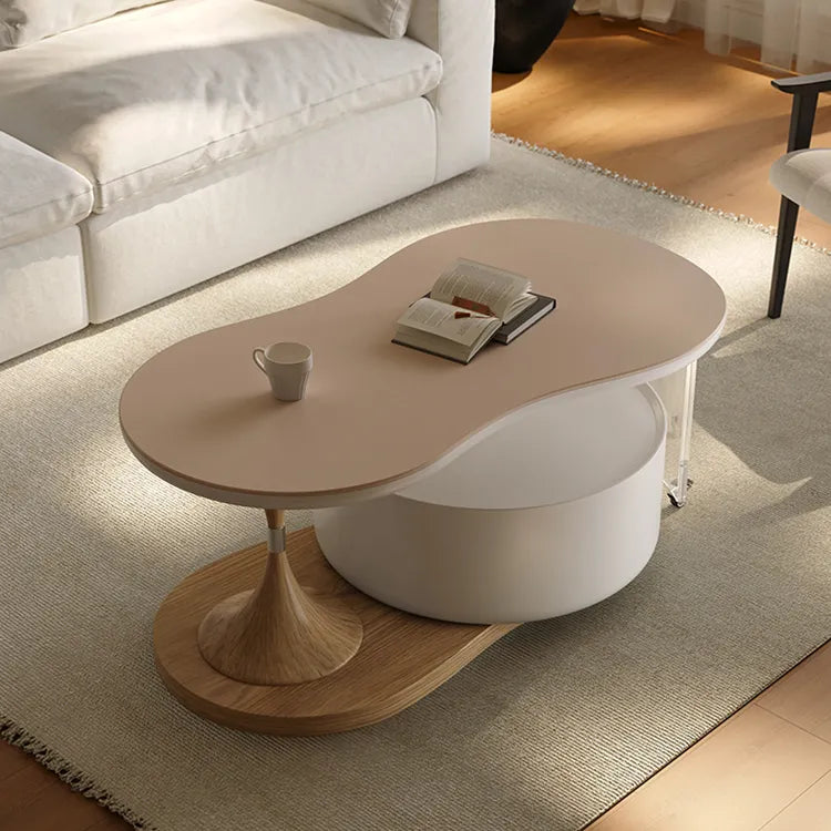 センターテーブル ダークブラウン/ベージュ アクリル アッシュ材 セラミック 中密度繊維板 hqm-3238