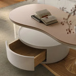 センターテーブル ダークブラウン/ベージュ アクリル アッシュ材 セラミック 中密度繊維板 hqm-3238