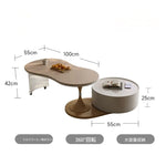 センターテーブル ダークブラウン/ベージュ アクリル アッシュ材 セラミック 中密度繊維板 hqm-3238