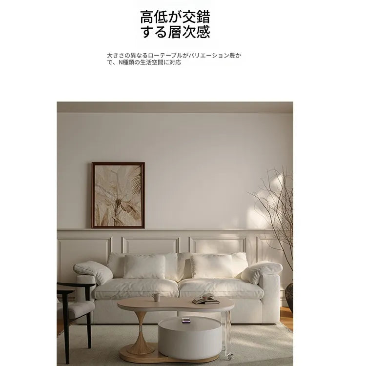 センターテーブル ダークブラウン/ベージュ アクリル アッシュ材 セラミック 中密度繊維板 hqm-3238