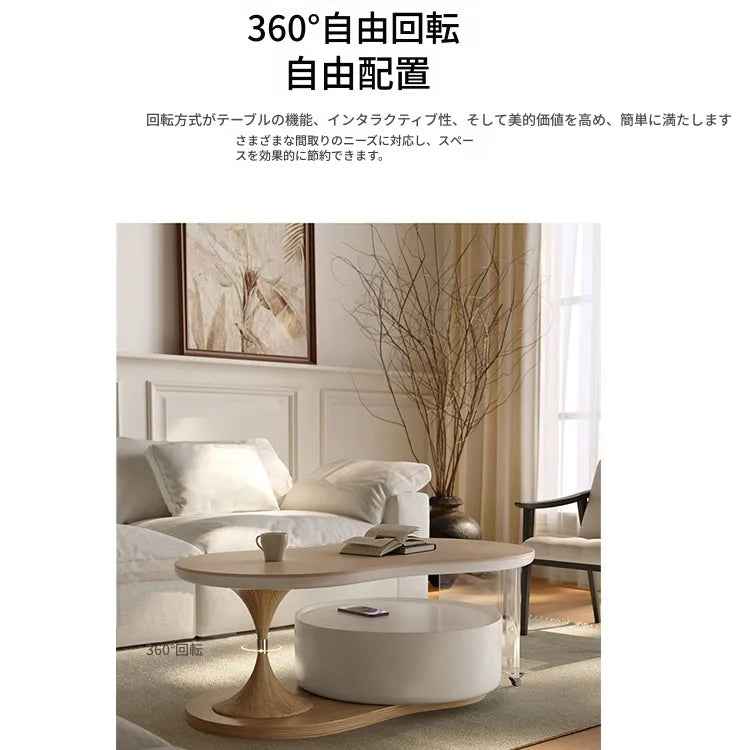 センターテーブル ダークブラウン/ベージュ アクリル アッシュ材 セラミック 中密度繊維板 hqm-3238