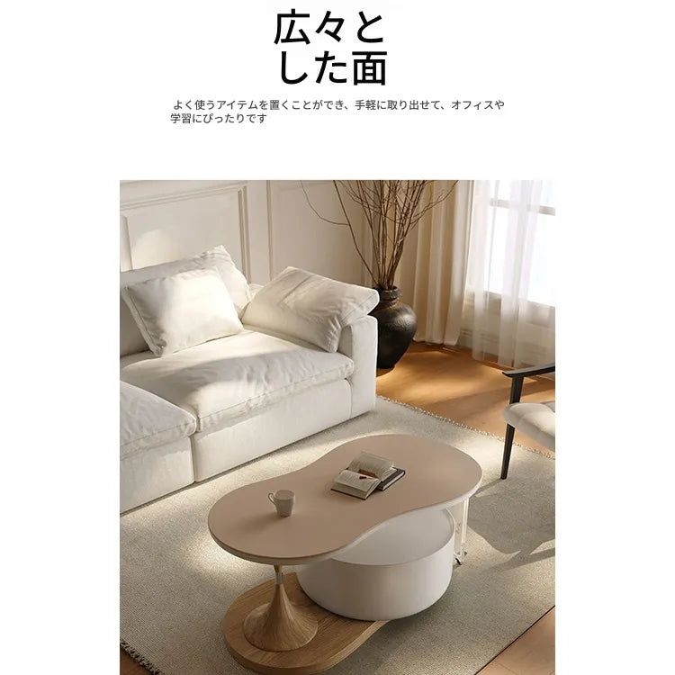 センターテーブル ダークブラウン/ベージュ アクリル アッシュ材 セラミック 中密度繊維板 hqm-3238