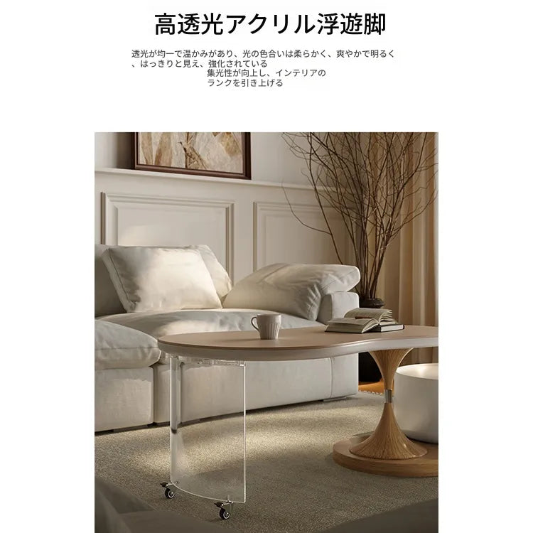 センターテーブル ダークブラウン/ベージュ アクリル アッシュ材 セラミック 中密度繊維板 hqm-3238