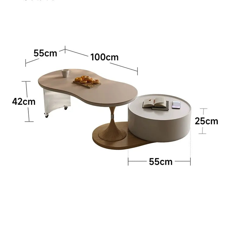 センターテーブル ダークブラウン/ベージュ アクリル アッシュ材 セラミック 中密度繊維板 hqm-3238