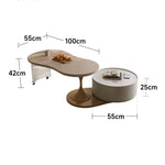 センターテーブル ダークブラウン/ベージュ アクリル アッシュ材 セラミック 中密度繊維板 hqm-3238