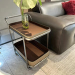 ステンレス製合成皮革センターテーブル|おしゃれで機能的なリビング家具|モダンデザインのキャスターテーブル hqy-5201