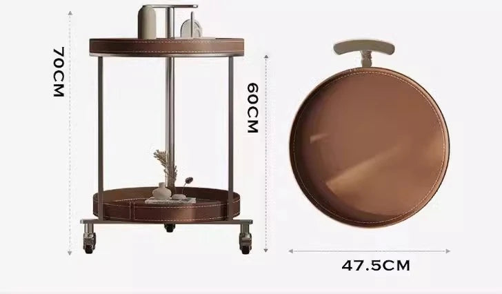 ステンレス製合成皮革センターテーブル|おしゃれで機能的なリビング家具|モダンデザインのキャスターテーブル hqy-5201