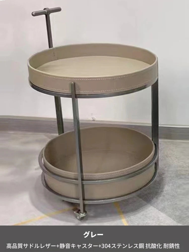 スタイリッシュなステンレス製センターテーブル | 合成皮革仕上げ | モダンインテリアにぴったりのサイドテーブル hqy-5203