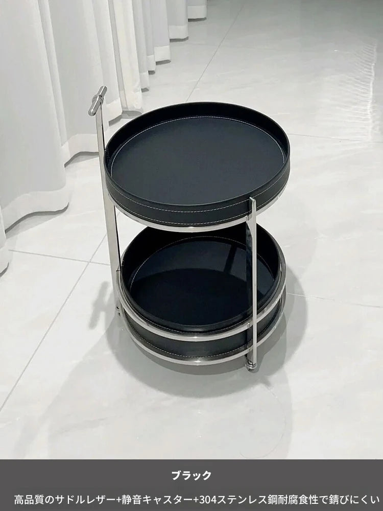 スタイリッシュなステンレス製センターテーブル | 合成皮革仕上げ | モダンインテリアにぴったりのサイドテーブル hqy-5203