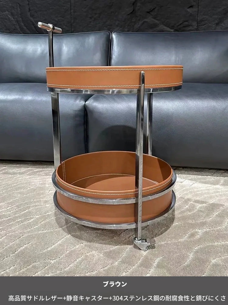 スタイリッシュなステンレス製センターテーブル | 合成皮革仕上げ | モダンインテリアにぴったりのサイドテーブル hqy-5203