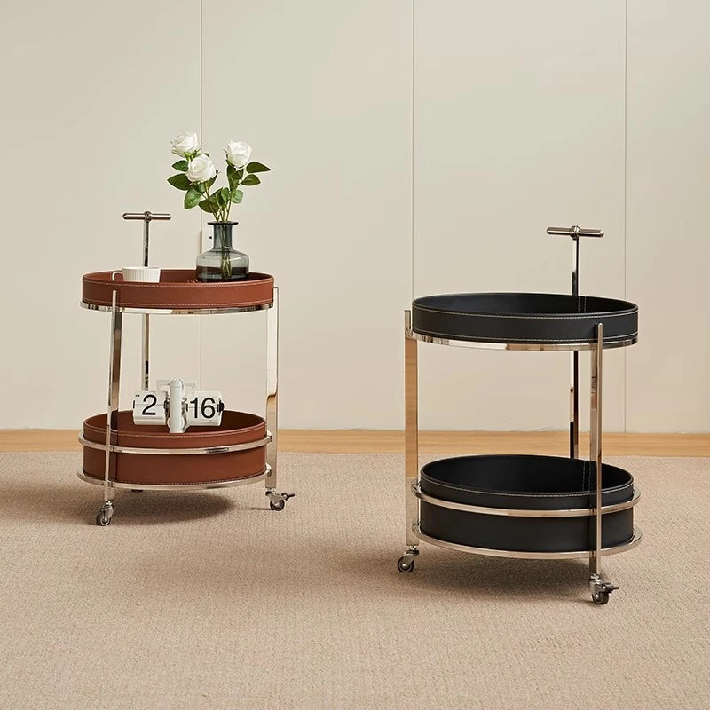 スタイリッシュなステンレス製センターテーブル | 合成皮革仕上げ | モダンインテリアにぴったりのサイドテーブル hqy-5203