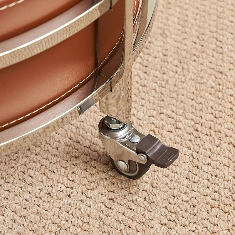 スタイリッシュなステンレス製センターテーブル | 合成皮革仕上げ | モダンインテリアにぴったりのサイドテーブル hqy-5203