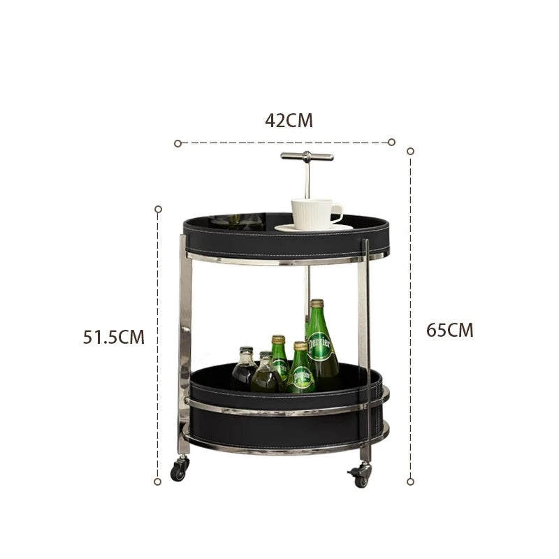 スタイリッシュなステンレス製センターテーブル | 合成皮革仕上げ | モダンインテリアにぴったりのサイドテーブル hqy-5203