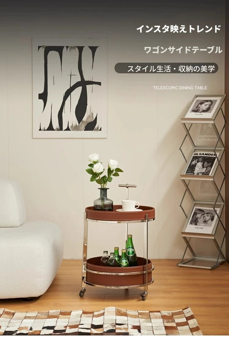 スタイリッシュなステンレス製センターテーブル | 合成皮革仕上げ | モダンインテリアにぴったりのサイドテーブル hqy-5203