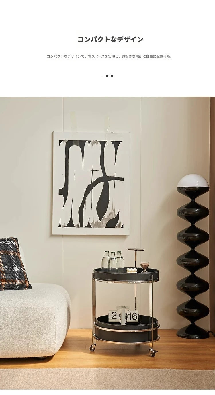 スタイリッシュなステンレス製センターテーブル | 合成皮革仕上げ | モダンインテリアにぴったりのサイドテーブル hqy-5203