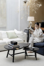 アッシュ材のセンターテーブル - モダンな雲型デザイン、収納付きでインテリアを引き立てる家具 hrn-5253