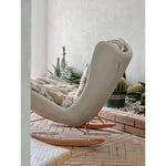 ダウンと絹綿の贅沢な触感!ケヤキ&アイアン製デザインチェア - リラックス空間を演出するモダンインテリア hrn-5256