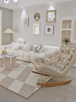 ダウンと絹綿の贅沢な触感!ケヤキ&アイアン製デザインチェア - リラックス空間を演出するモダンインテリア hrn-5256