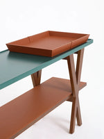 アッシュ材多層板製 シックな合成皮革テーブル - スタイリッシュなインテリアに最適なアイテム hrn-5260