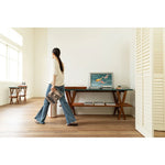 アッシュ材多層板製 シックな合成皮革テーブル - スタイリッシュなインテリアに最適なアイテム hrn-5260