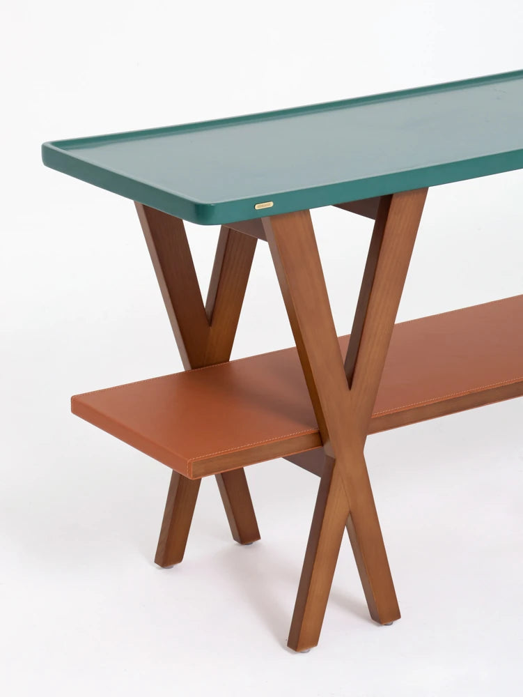 アッシュ材多層板製 シックな合成皮革テーブル - スタイリッシュなインテリアに最適なアイテム hrn-5260