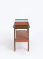 アッシュ材多層板製 シックな合成皮革テーブル - スタイリッシュなインテリアに最適なアイテム hrn-5260